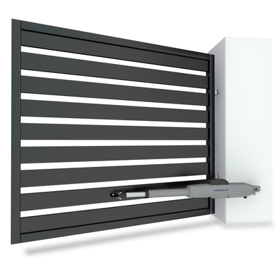 Drehtorantrieb für ein- und zweiflügelige Standard-Drehtore inkl. Design-Handsender und Infrarot Lichtschranken-Set