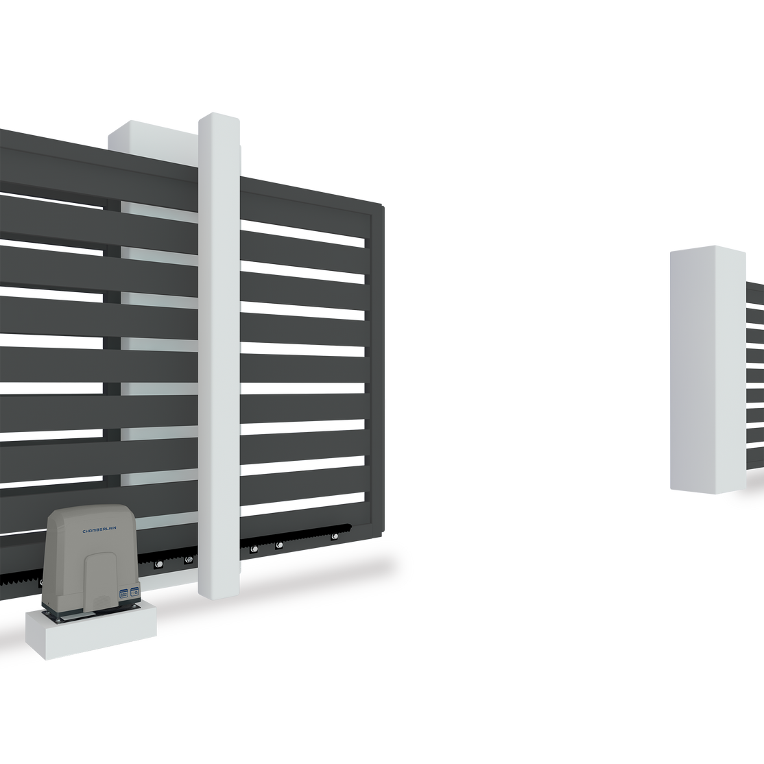 Außentorantriebskit für Schiebetore inkl. Infrarot Lichtschranken-Set und 2 Design- Handsender