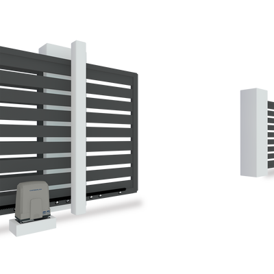 Außentorantriebskit für Schiebetore inkl. Infrarot Lichtschranken-Set und 2 Design- Handsender