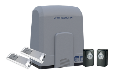 Außentorantriebskit für Schiebetore inkl. Infrarot Lichtschranken-Set und 2 Design- Handsender