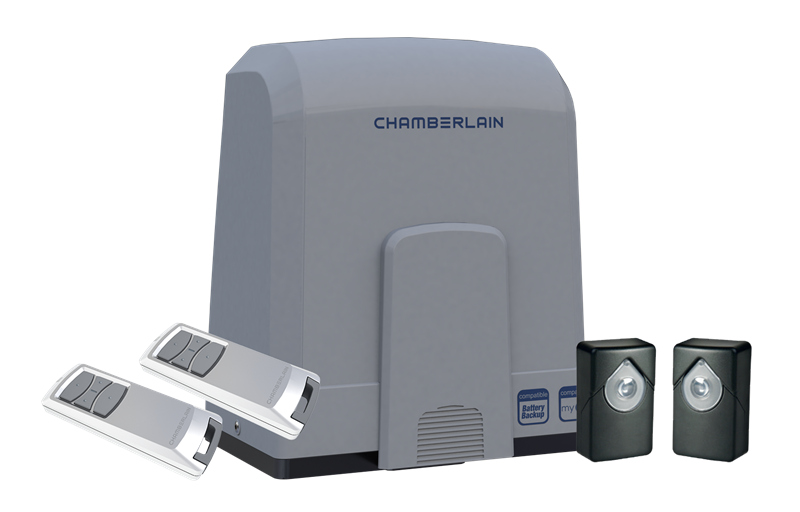 Außentorantriebskit für Schiebetore inkl. Infrarot Lichtschranken-Set und 2 Design- Handsender